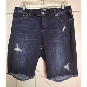 SOHO New York & Co. Women Cut Off Bermuda Jean‎ Shorts Size 14 Denim Distressed